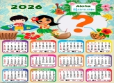 Calendário 2026 Aloha Havaiano Colagem de Fotos