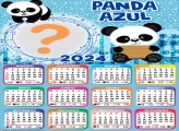 Calendário 2024 Panda Azul Colagem de Foto Infantil