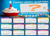 Montagem de Foto Calendário 2021 Feliz Aniversário