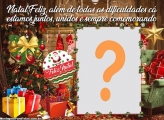 Feliz Natal Frase Família Unida Foto Colagem