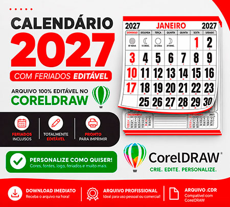 Calendário 2027 Editável